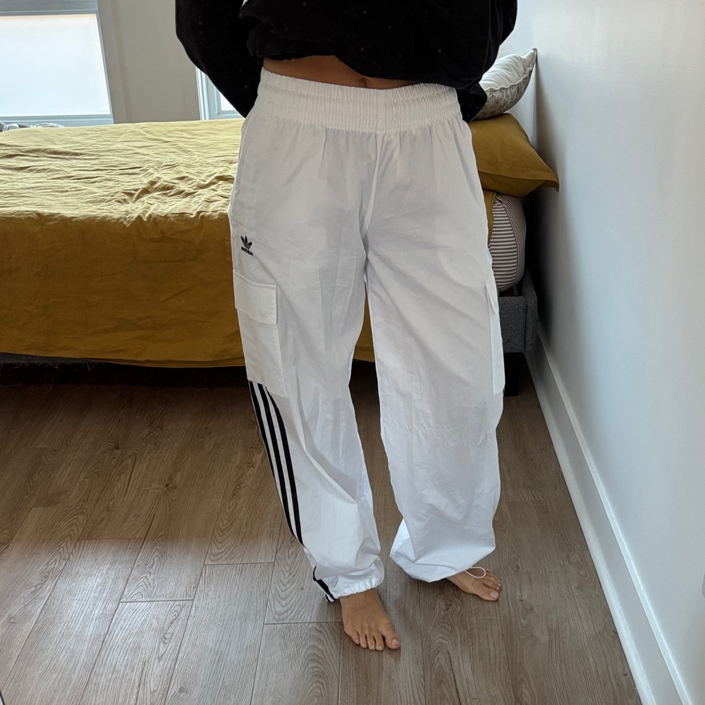 Adidas White Cargo Trackpants